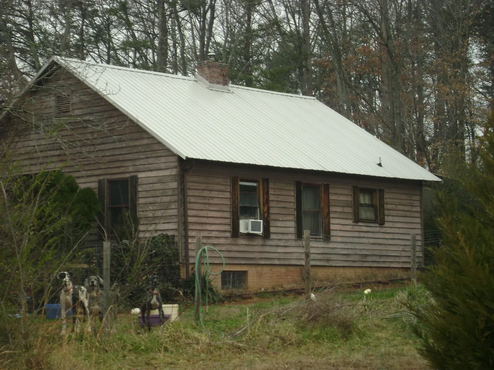 White metal roof on an old wood sided farmhouse in Milford